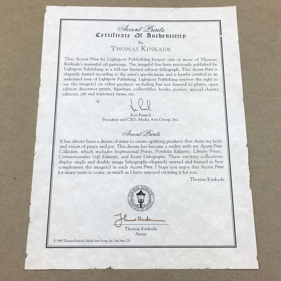 Thomas Kinkade Accent Print Hope Lithograph - Picture 10 of 12